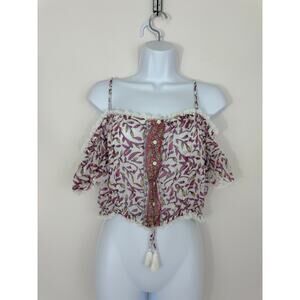Poupette St Barth Honey Mini Top Blouse M NWT $210 Resort Boho Cotton